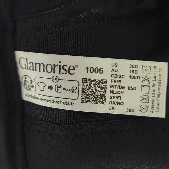 GLAMORISE Size 38D. Women's Black Bra - Picture 10 of 11